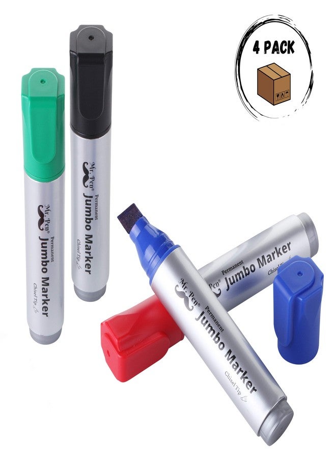 Mr. Pen- Jumbo Permanent Markers, 4 Pack, Assorted Color, Chisel Tip, Large Permanent Markers, King Permanent Marker, Color Permanent Markers Set, Jumbo Markers, Permanent Markers, Huge Poster Markers - Image 2