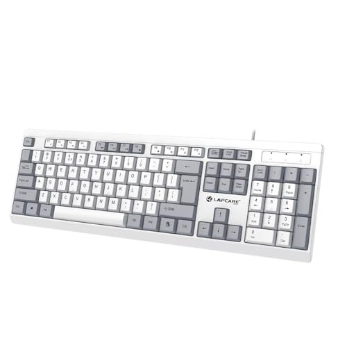 LAPCARE USB Alfa Keyboard 7 Wired Membrane Keyboard | 104-Key US Layout | UV Coated Keycaps | Ergonomic Design | Quiet & Durable Membrane Build | 1-Year Warranty (LOX-106) - Image 1