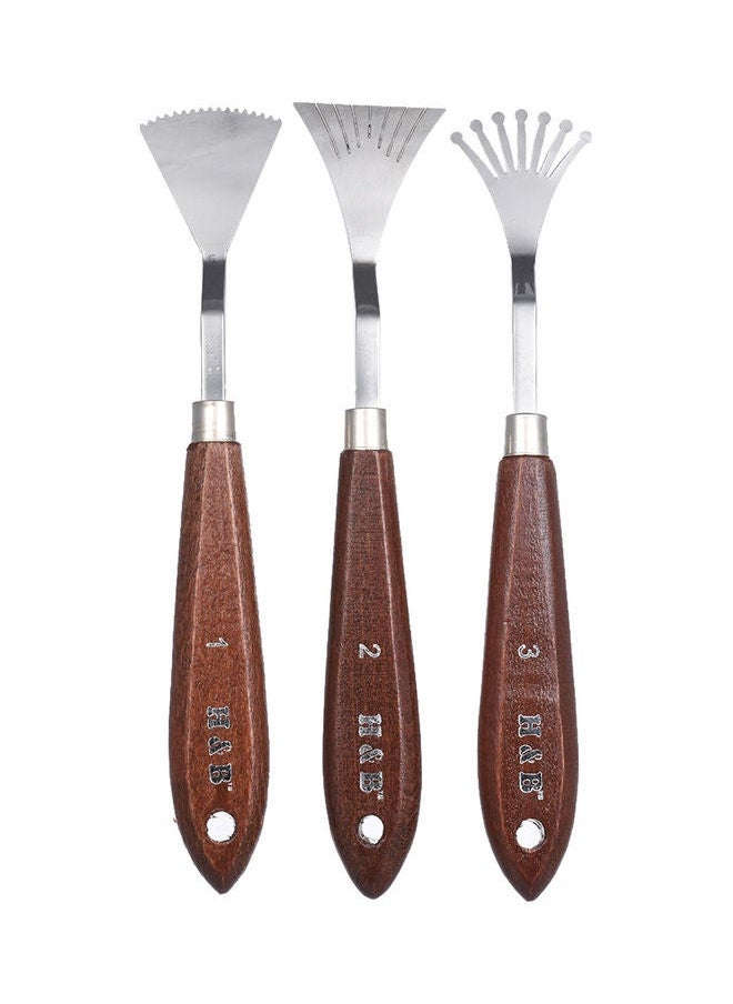 NIBEMINENT - 9-Piece Palette Knive Painting Mixing Scrapers Spatula Art Tool Set Brown/Silver - Image 1