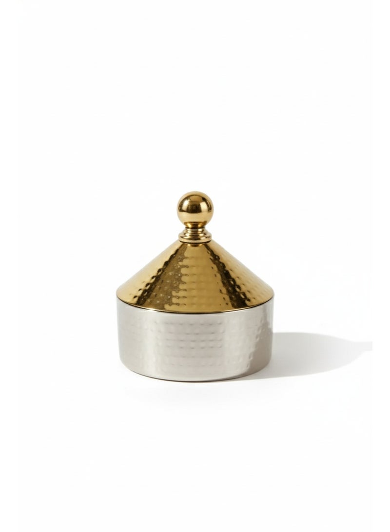 حلة تقديم ستانلس ستيل مصقولة – بغطاء زخرفي ومقبض علوي - Image 1