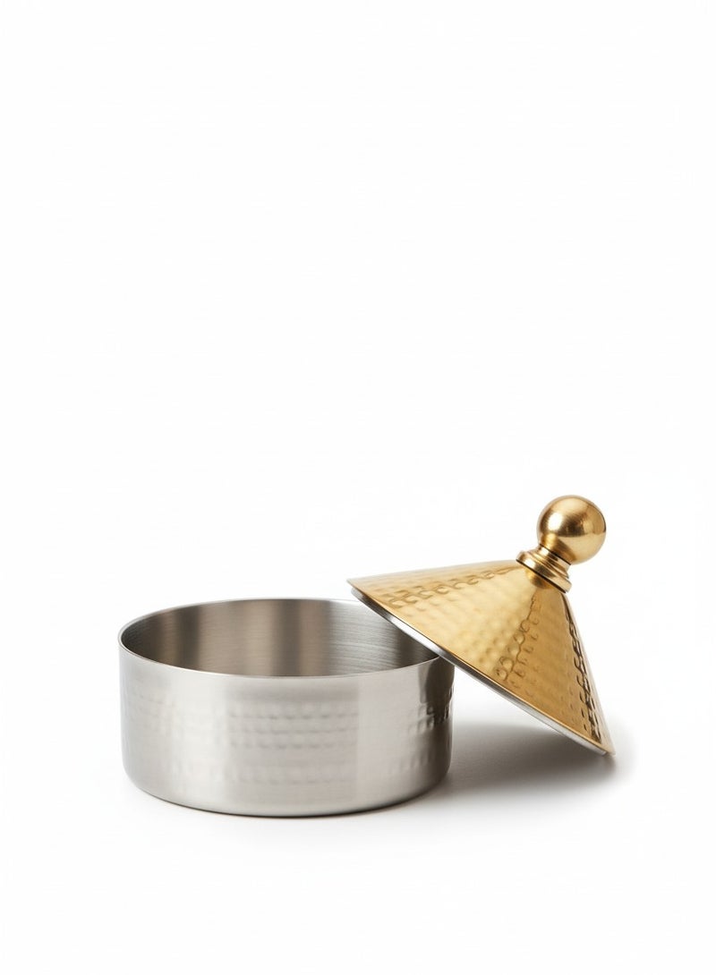 حلة تقديم ستانلس ستيل مصقولة – بغطاء زخرفي ومقبض علوي - Image 3