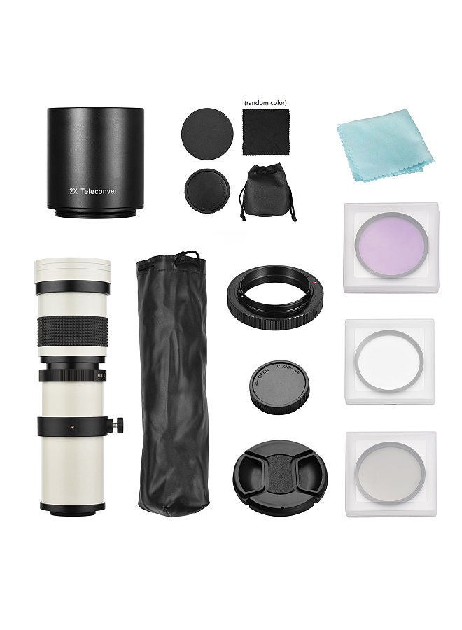 Camera MF Super Telephoto Zoom Lens F/8.3-16 420-800mm T Mount + UV/CPL/FLD Filters Set +2X 420-800mm Teleconverter Lens + T2-AI Adapter Ring Replacement  - Image 3