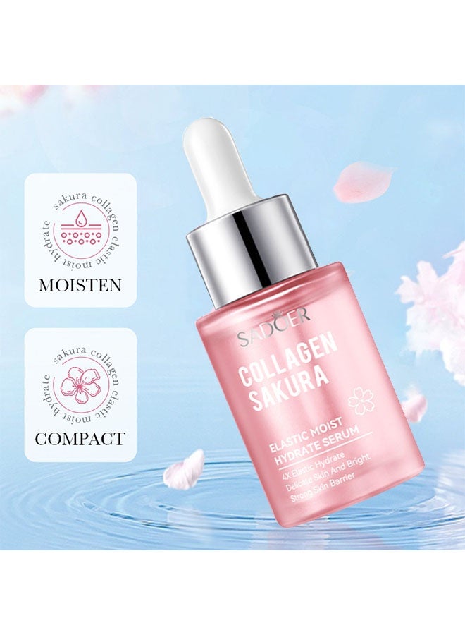 SADOER Collagen Sakura Face Serum, Sakura Facial Serum for Anti-Wrinkle, Anti-Ageing, Moisture Refreshing Sakura Essence, Brighten Skin Tone, Rejuvenate Skin Balance 30 ml - Image 5