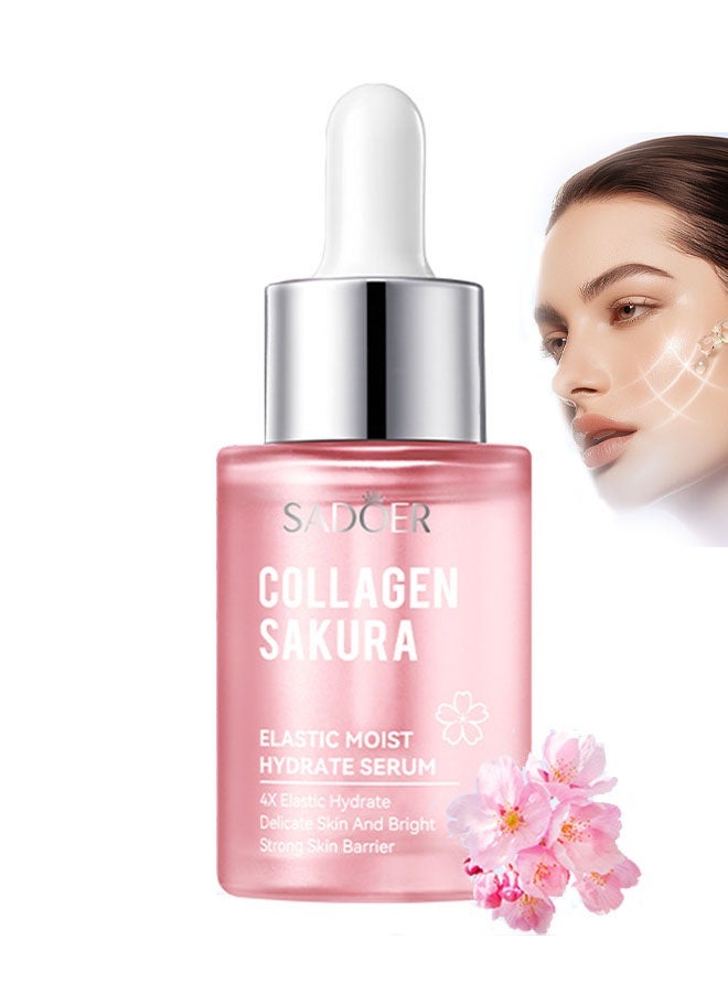 SADOER Collagen Sakura Face Serum, Sakura Facial Serum for Anti-Wrinkle, Anti-Ageing, Moisture Refreshing Sakura Essence, Brighten Skin Tone, Rejuvenate Skin Balance 30 ml - Image 1