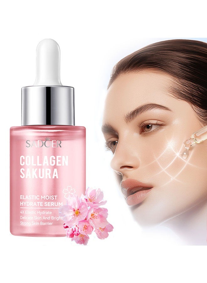 SADOER Collagen Sakura Face Serum, Sakura Facial Serum for Anti-Wrinkle, Anti-Ageing, Moisture Refreshing Sakura Essence, Brighten Skin Tone, Rejuvenate Skin Balance 30 ml - Image 2
