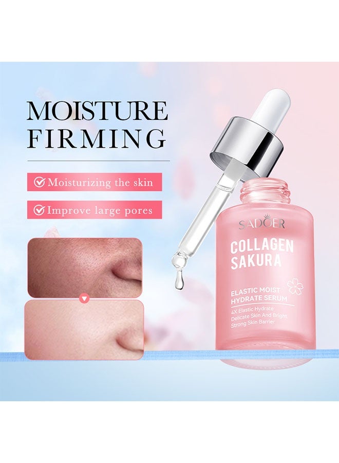 SADOER Collagen Sakura Face Serum, Sakura Facial Serum for Anti-Wrinkle, Anti-Ageing, Moisture Refreshing Sakura Essence, Brighten Skin Tone, Rejuvenate Skin Balance 30 ml - Image 3