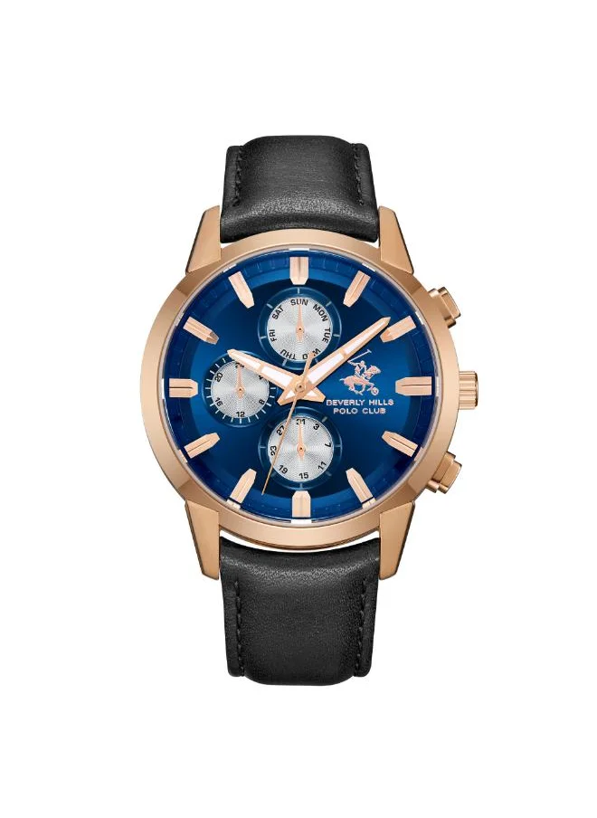 BEVERLY HILLS POLO CLUB BEVERLY HILLS POLO CLUB BP3666X.499 Men's Multi Function Display Watch & Leather Strap Dark Blue