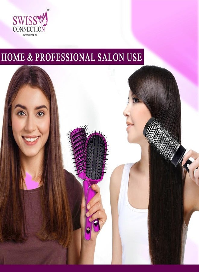 Swiss Connection Premium Detangling, Vent, and Blow Dry Brushes, Professional Hair Brush Set for Women & Teen Girls, Gifts Set for All Hair Types, Drying Vented Hair Brush Set for Hair Styling - 3Pcs - Image 4