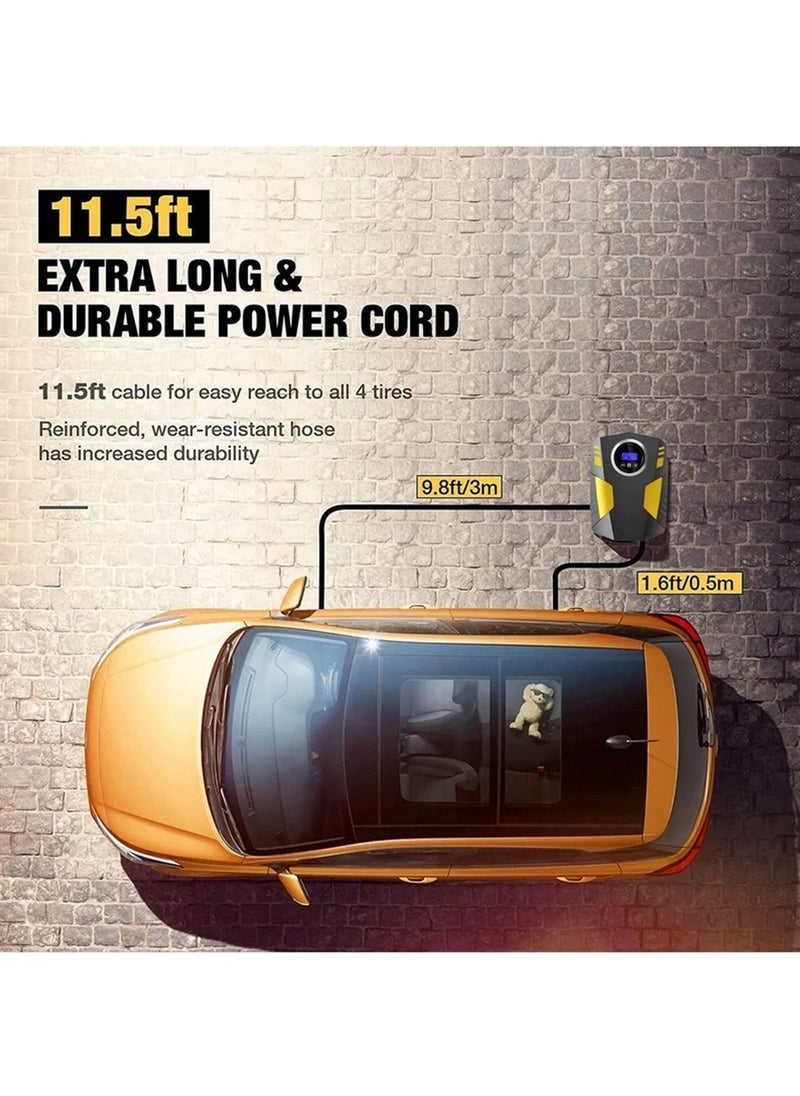 Captaintech Digital Tire Inflator with Auto Stop – 12V Portable Air Compressor for Car, Bike & Motorcycle (LED Light, Fast Inflation) - Image 3