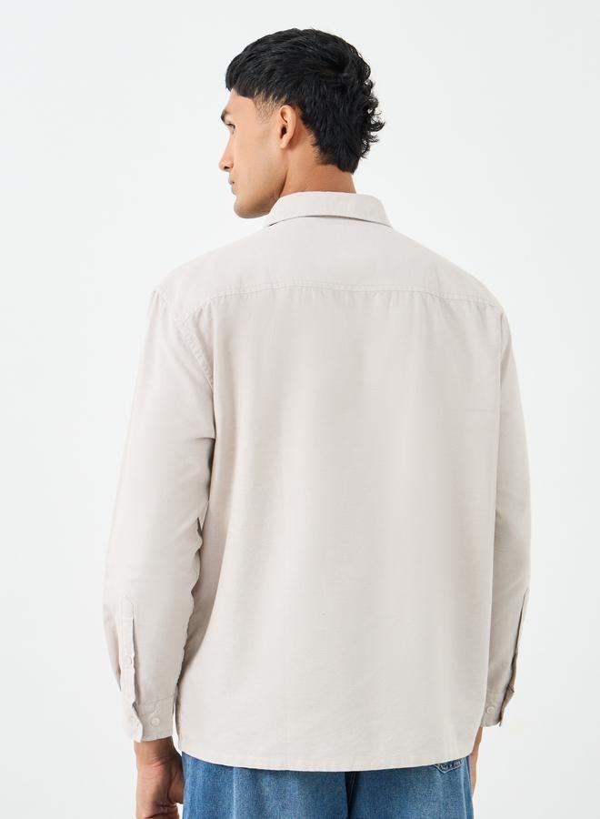 Styli Beige Relaxed Fit Shirt with Double Pocket - Image 4