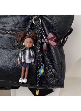 Black striped red bow black girl pendant