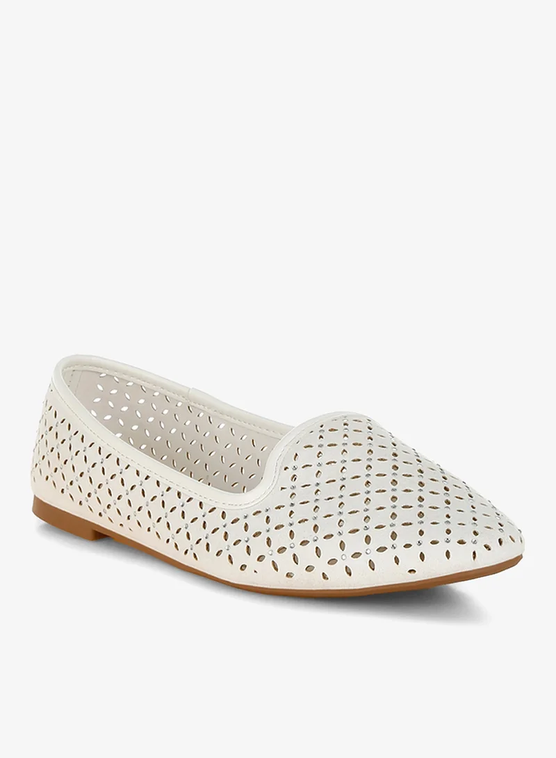 London Rag London Rag Women's Perforated Ballerinas in White