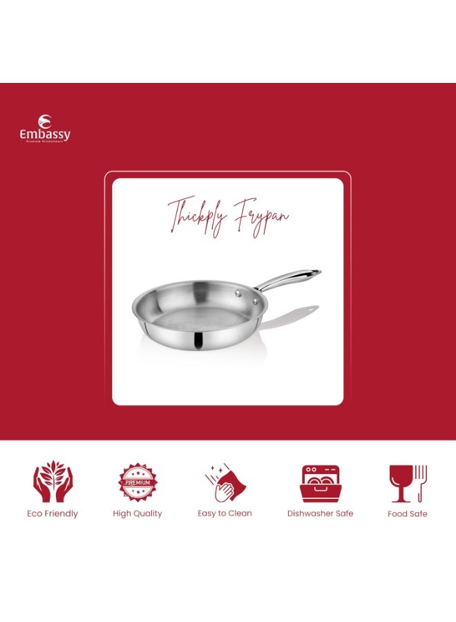 EMBASSY Stainless Steel Premium Thickply Frypan (700 ml, Size 10) - Image 2