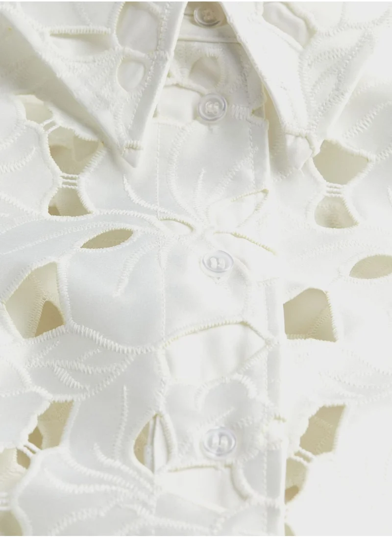 H&M Broderie Anglaise Satin Shirt