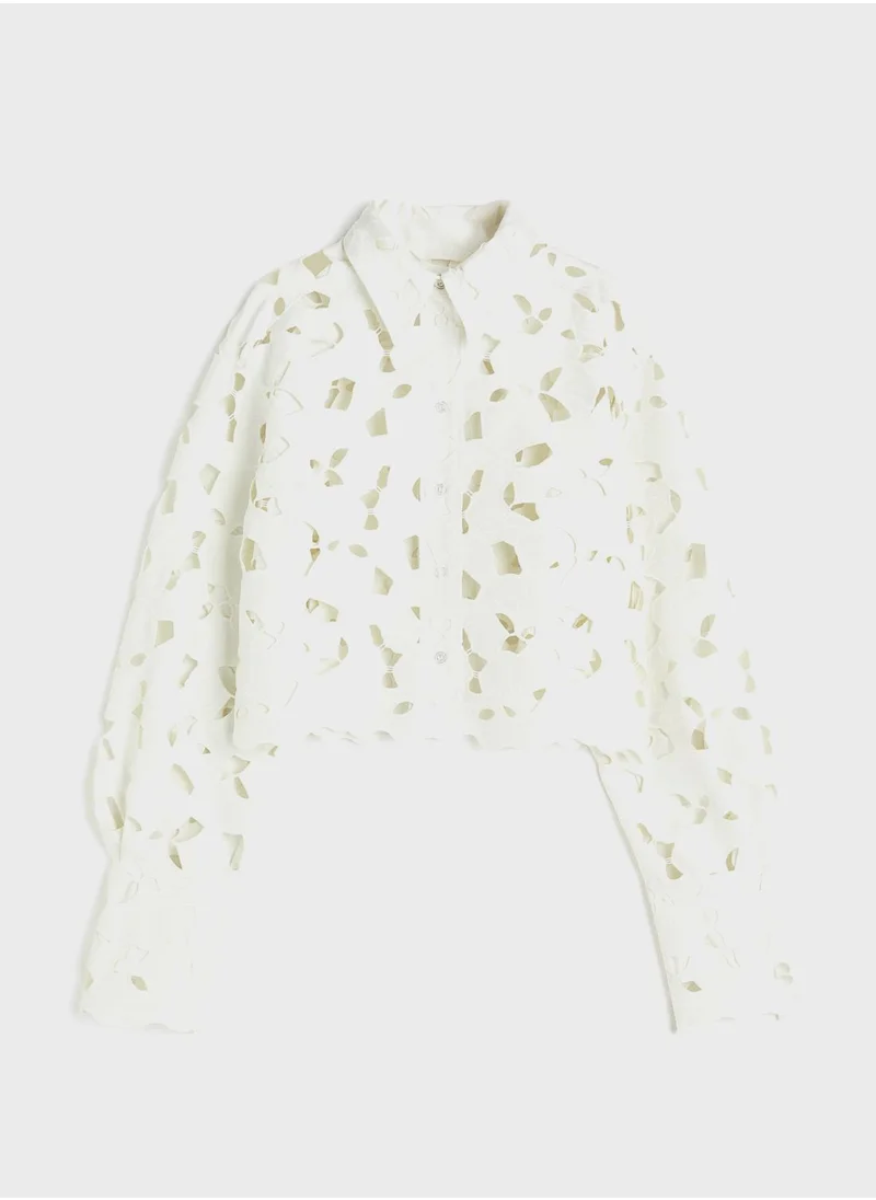 H&M Broderie Anglaise Satin Shirt