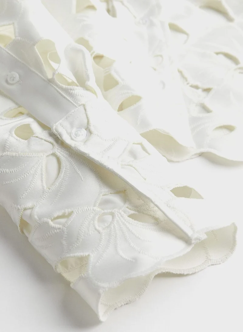 اتش اند ام قميص الساتان Broderie Anglaise