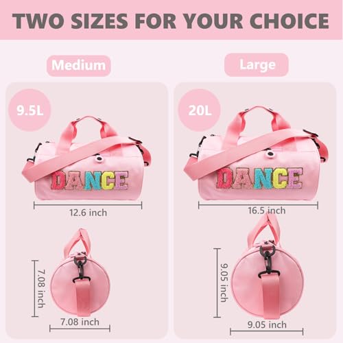 Himoswis Dance Bag for Girls Cute Ballet Bags Weekender Travel Duffle Bag Sport Gym Bag for Women and Men Toddler Kids Bag for Dancers Pink L - Image 3