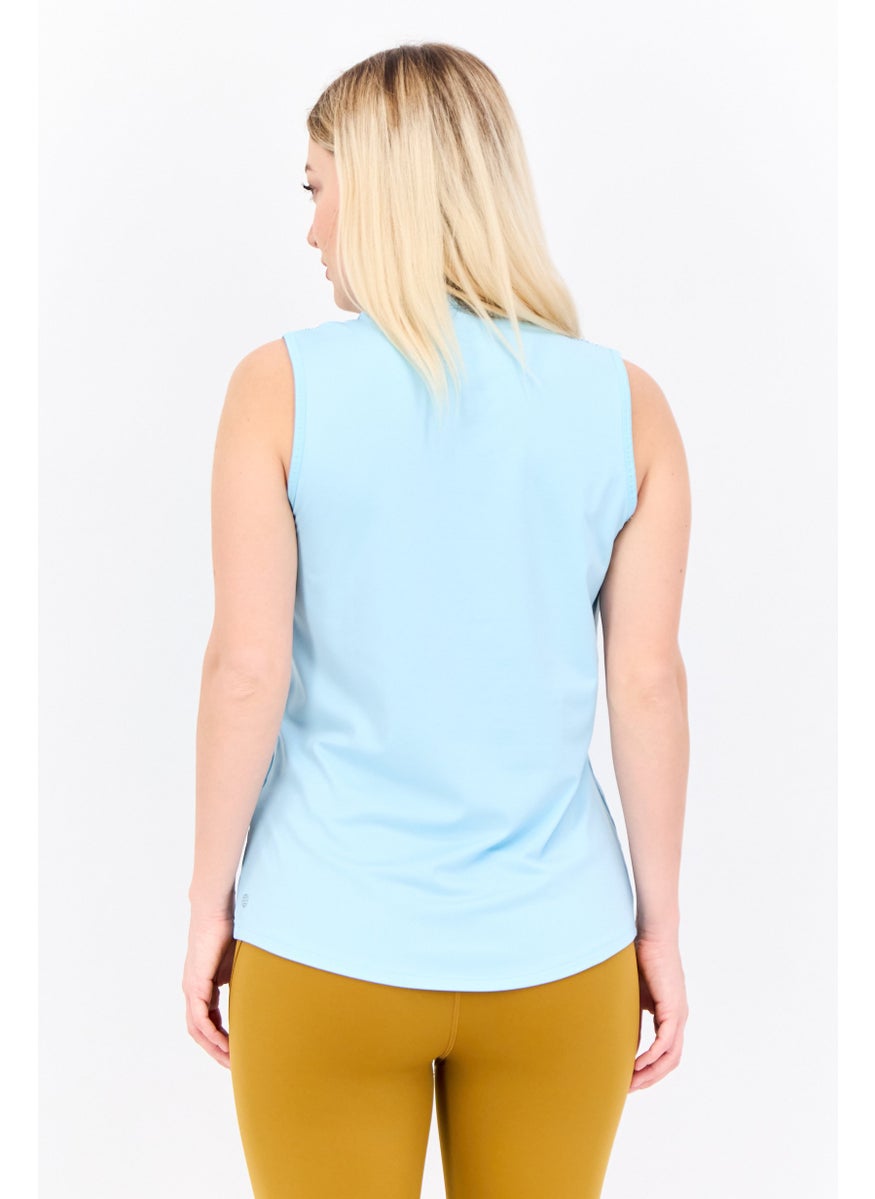 Adidas Women Sportswear Fit Cap Sleeves Training T-shirt, Light Blue  - Image 3