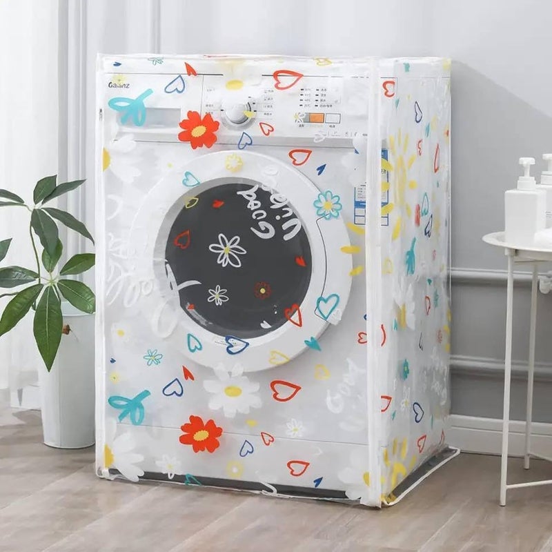 Waterproof Washing Machine Cover, Floral Hearts Pattern, Decorative Protection automatic water proof washing machine cover assorted colors