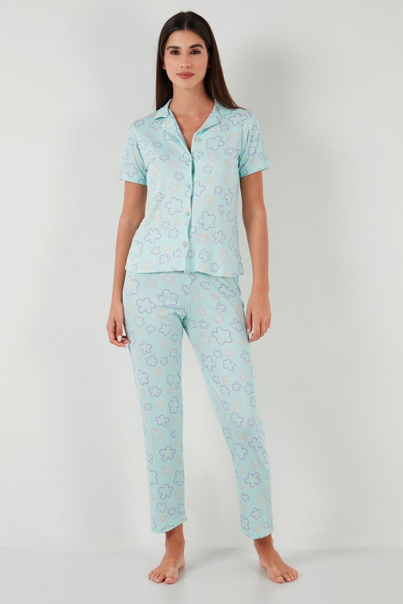 Lela Regular Fit Shirt Collar Short Sleeve Pajama Set Women's Pajama Set 65780124  - Image 3