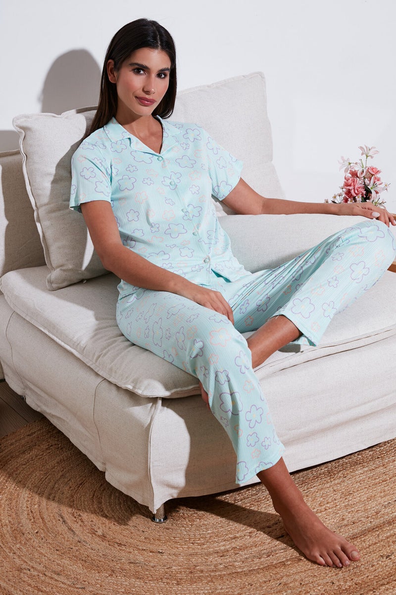 Lela Regular Fit Shirt Collar Short Sleeve Pajama Set Women's Pajama Set 65780124  - Image 1