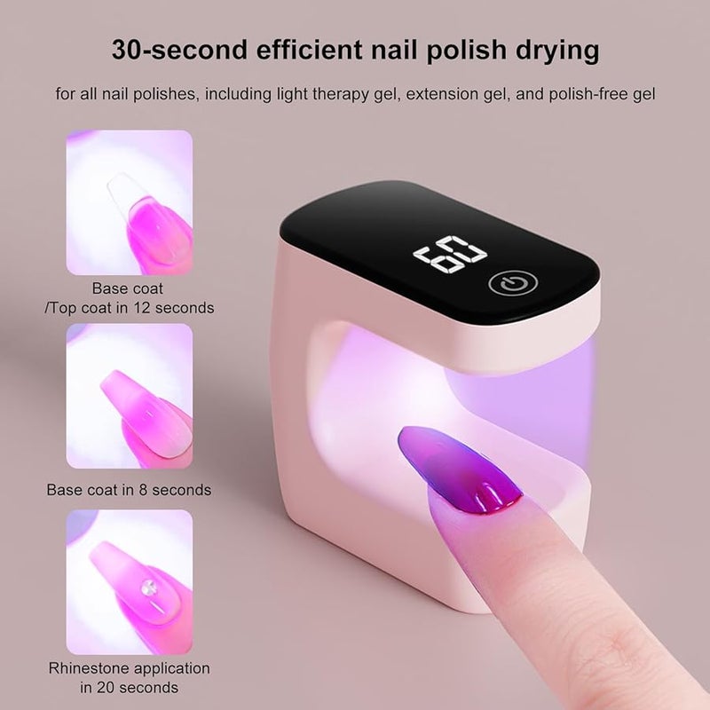 Pink Portable UV LED Nail Lamp Fast Curing Gel Dryer For Salon Home Travel - Image 5