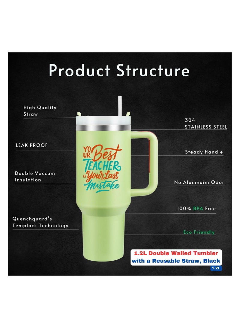 PRINTSHOP4ME - Teachers Day Tumbler Mug 1.2L With Lid&Straw|Double Walled Printed Tumbler Mug|Insulated Reusable Stainless Steel Tumbler Mug|Gift For Teachers - Image 1