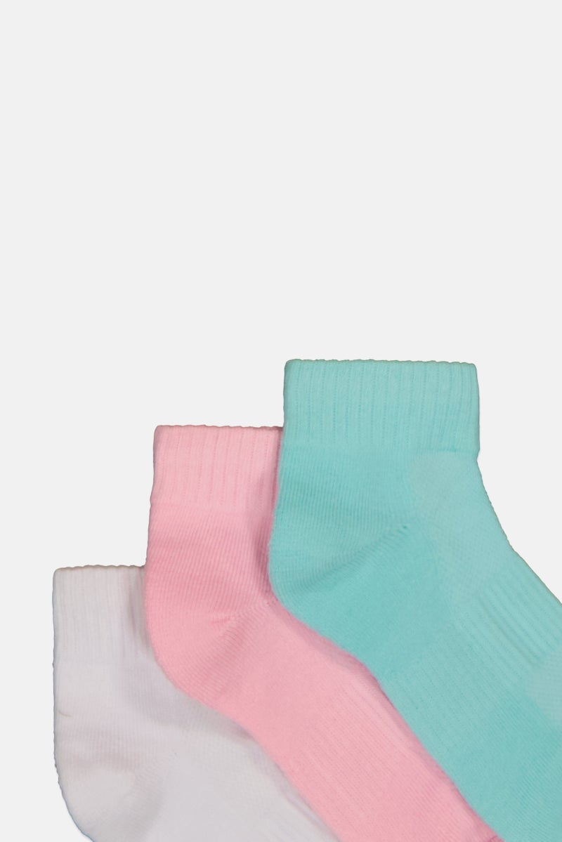 SKECHERS Kids Girl 3 Pairs Brand Logo Crew Socks, Multicolor - Image 2