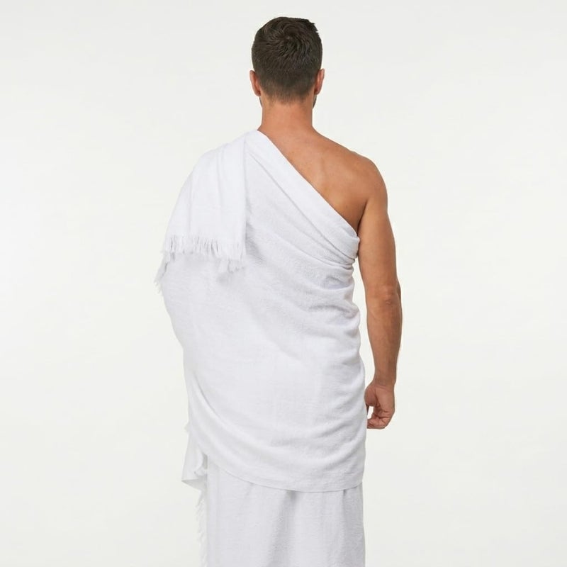 6 Pcs Ahram Towel Set for Men Hajj Umrah Ihram Cotton White Towels with Built-in Belt Bag, Umrah Dua Card, Tawaf Count Tasbeeh, Shoebag Pins - Image 4