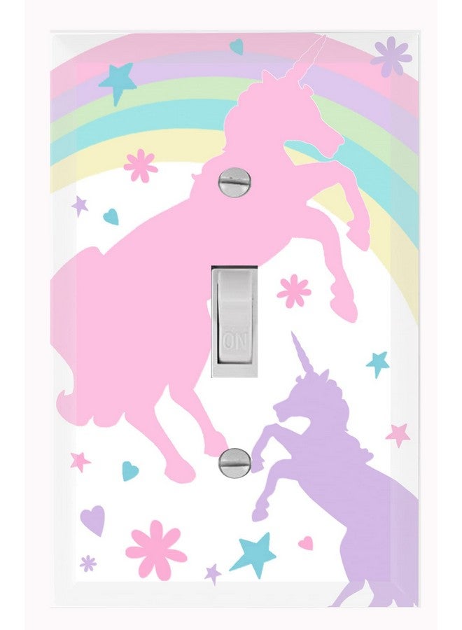 Create-A-Mural Girls Light Switch Cover Plate Kids Decorative Nursery Teen Toddler Room Decor Bedroom Bathroom Playroom (Pastel Unicorn) - Image 1