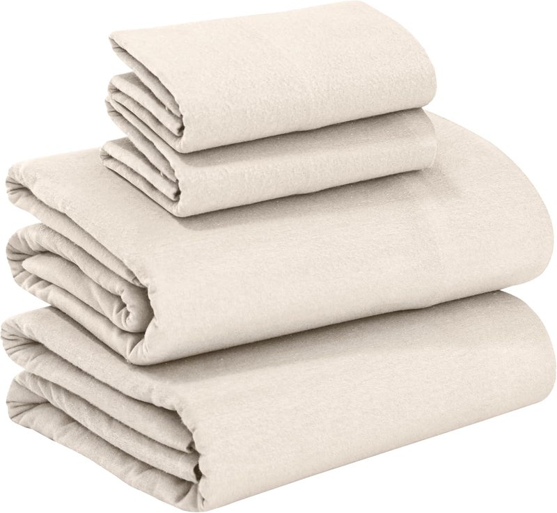 RUVANTI 100% Cotton Flannel Sheets Full Size - 4 Piece Warm, Soft & Breathable, Deep Pocket, Double Brushed Cozy All Season Bedding Set, Sand - Image 1