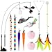 Soarer 4in1 Interactive Cat Feather Toys12Pcs Durable Fishing Pole Cats Feathers Toy ReplacementsEnhanced Suction Cup Cats Wand Toy2 Types Door Hanging Cat String Toys for Indoor Kitten - Image 3