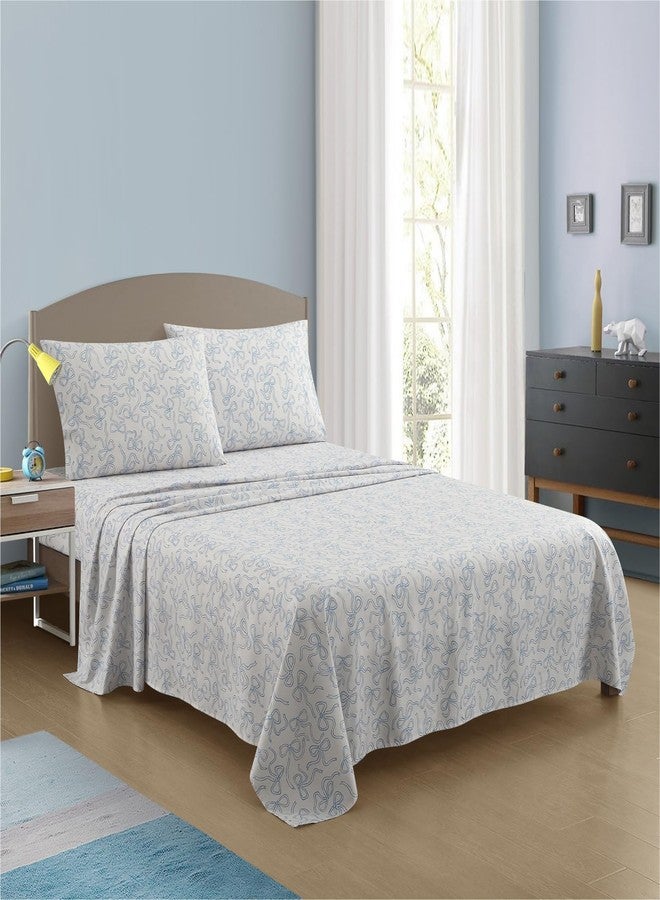 Urban Lifestyle 4-Piece Full Sheet Set,Coquette Bow Design in Baby Blue, Includes Fitted Sheet, Flat Sheet & 2 Pillowcases,Soft & Stylish Bedding for Girls and Teens - Image 5