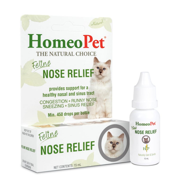 HomeoPet Feline Nose Relief, Safe and Natural Nasal and Sinus Supplement for Cats, 15 Milliliters - Image 1