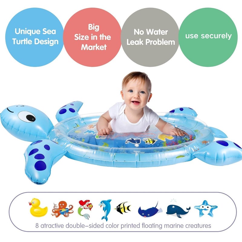 FIgment Tummy Time Mat Premium Baby Water Play Mat for Infants and Toddlers Baby Toys for 3 to 24 Months, Strengthen Your Baby's Muscles, Portable (Water mat Turtle) - Image 3