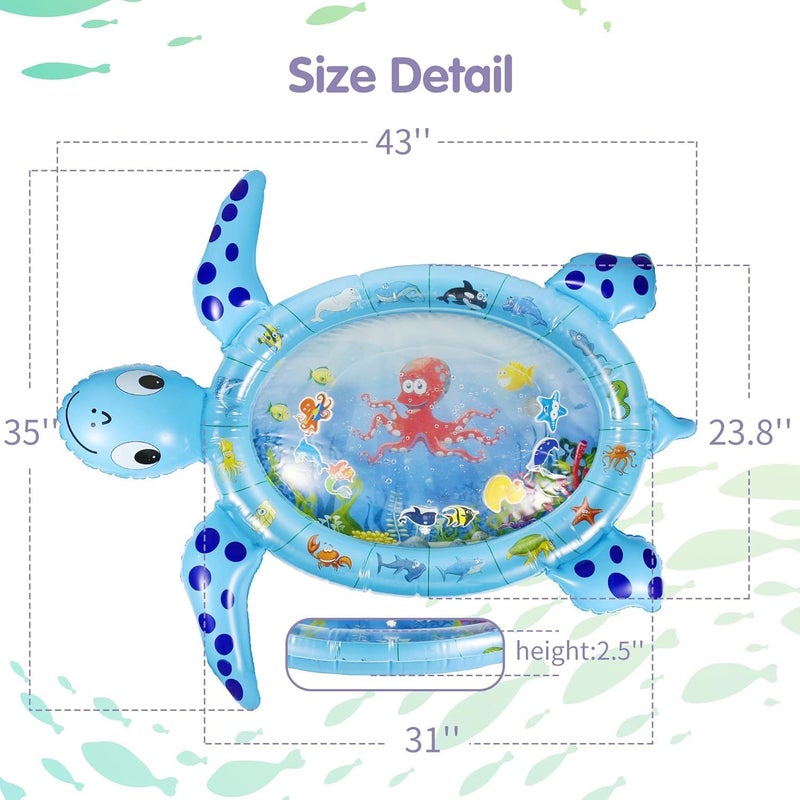 FIgment Tummy Time Mat Premium Baby Water Play Mat for Infants and Toddlers Baby Toys for 3 to 24 Months, Strengthen Your Baby's Muscles, Portable (Water mat Turtle) - Image 5