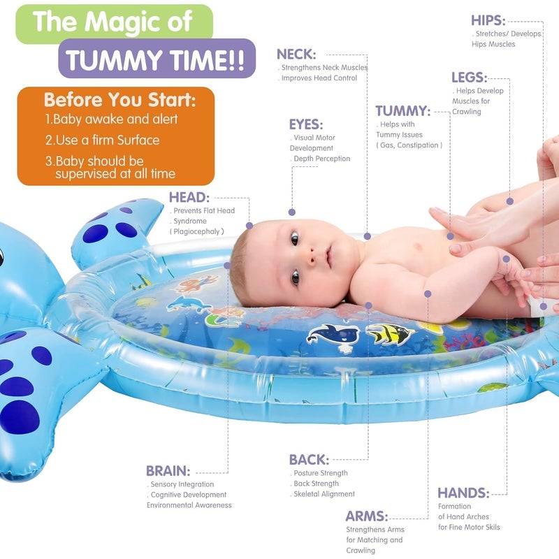 FIgment Tummy Time Mat Premium Baby Water Play Mat for Infants and Toddlers Baby Toys for 3 to 24 Months, Strengthen Your Baby's Muscles, Portable (Water mat Turtle) - Image 4