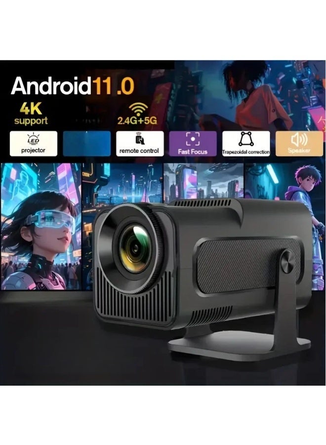 TANMASHI Portable Projector 4K Full HD WiFi Bluetooth, 320 ANSI Smart Projector with 270° Sturdy Stand, 4K Projector Mini for Ceiling & Bedside Cinema , Black - Image 2