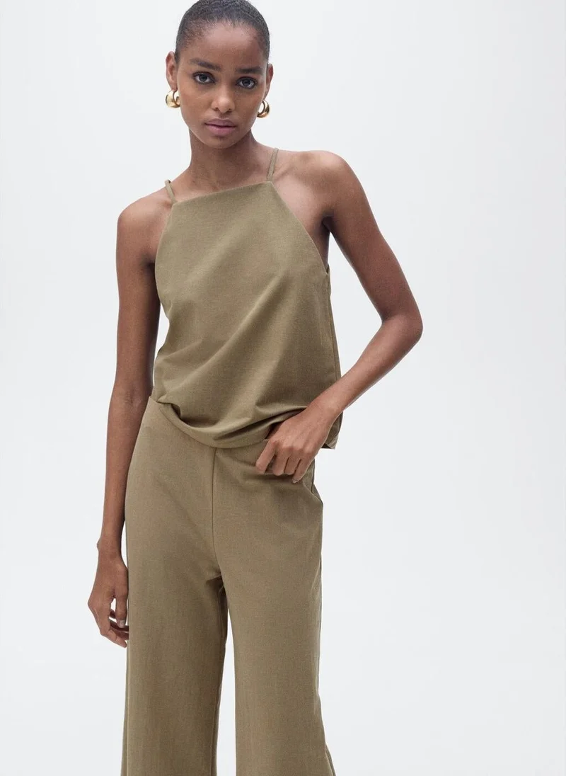 MANGO Halter Neck Cotton Top