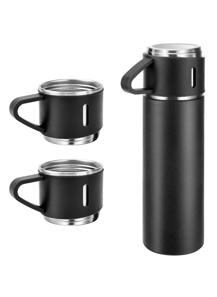 Generic - Original 500ml Thermos Mug with 3 Cups, Thermal Bottle, Vacuum Insulated Tea Coffee Thermos 304 Stainless Steel Travel Mug for Hot and Cold Drinks, Perfect for Kids and Babies. Leakproof Design and Great Gift for Outdoor, Office, Home, Sports - Coffee Mug Nescafe Cappuccino Tea - Car Seat Mug - Coffee Mug - Double Wall Stainless Steel Insulated - Vacuum Insulated Stainless Steel Double Wall Thermal Cup for Tea Coffee Travel - Thermos Set with 3 Cups - Stainless Steel Vacuum Insulated Water Bottle - Insulated Flask Set with 3 Cups - Image 1