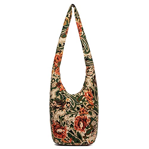 Coton Pose Women Shoulder Handbags Fashion canvas Hippie Crossbody Bags Bohemian Animal Prints Hobo Bags (Army Green) - Image 1