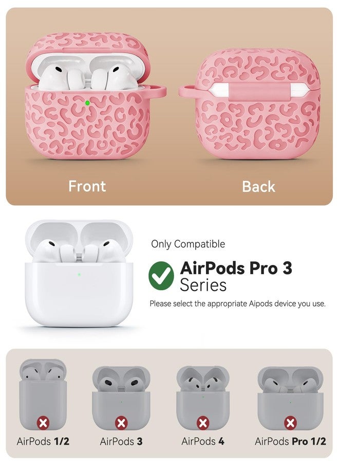 MCTOPZO for AirPods Pro 3 Case 2025 with Cleaner Kit,Leopard Carving Pattern Design Cute Soft Silicone Protective Cover for Man/Women/Girly - (Pink) - Image 2