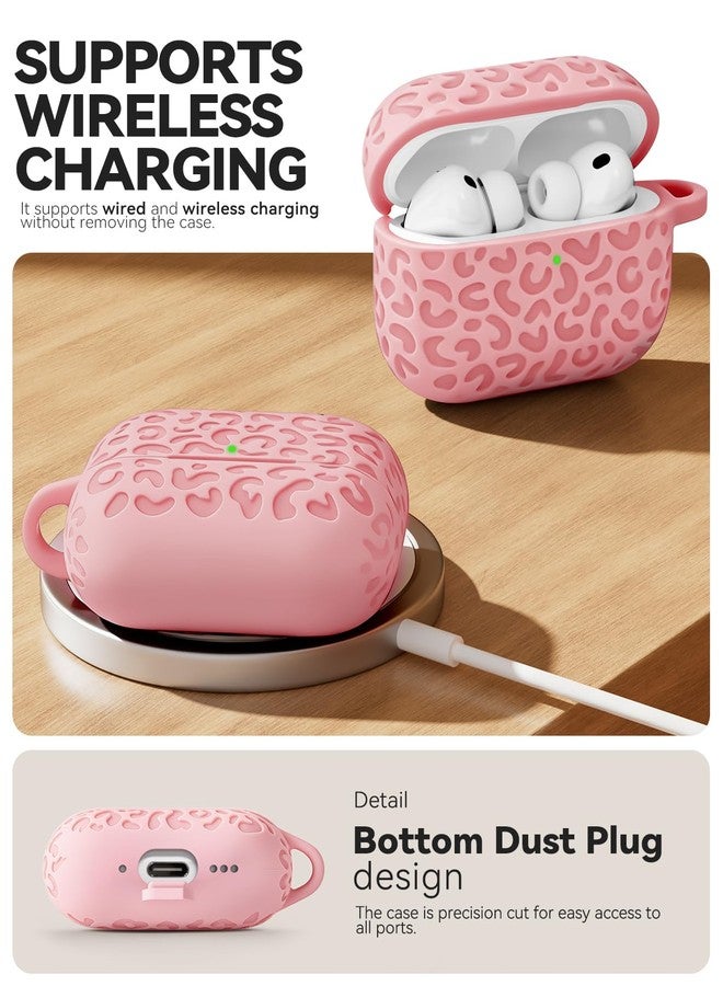 MCTOPZO for AirPods Pro 3 Case 2025 with Cleaner Kit,Leopard Carving Pattern Design Cute Soft Silicone Protective Cover for Man/Women/Girly - (Pink) - Image 4