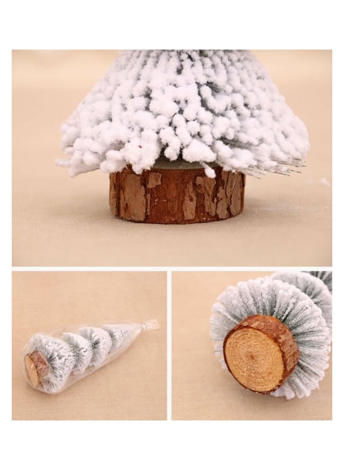 AUTOYSUR Mini Christmas Trees Christmas Decorations Clearance Artificial Small Christmas Tree Desktop Miniature Pine Tree, Sisal Snow Trees with Wooden Base for Christmas Deco Party Home Tabletop Craft (4pcs) - Image 5