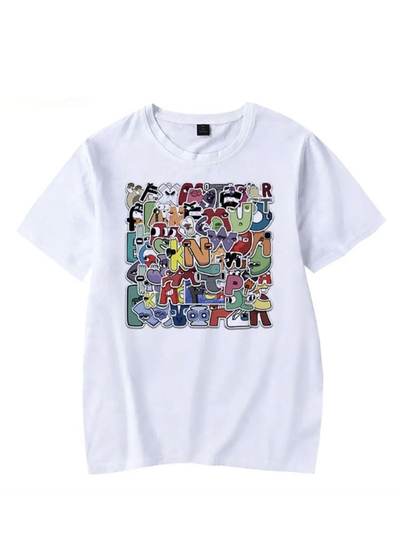 Cartoon Letter Legend 3D digital printing personalized breathable children's T-shirt - Image 1