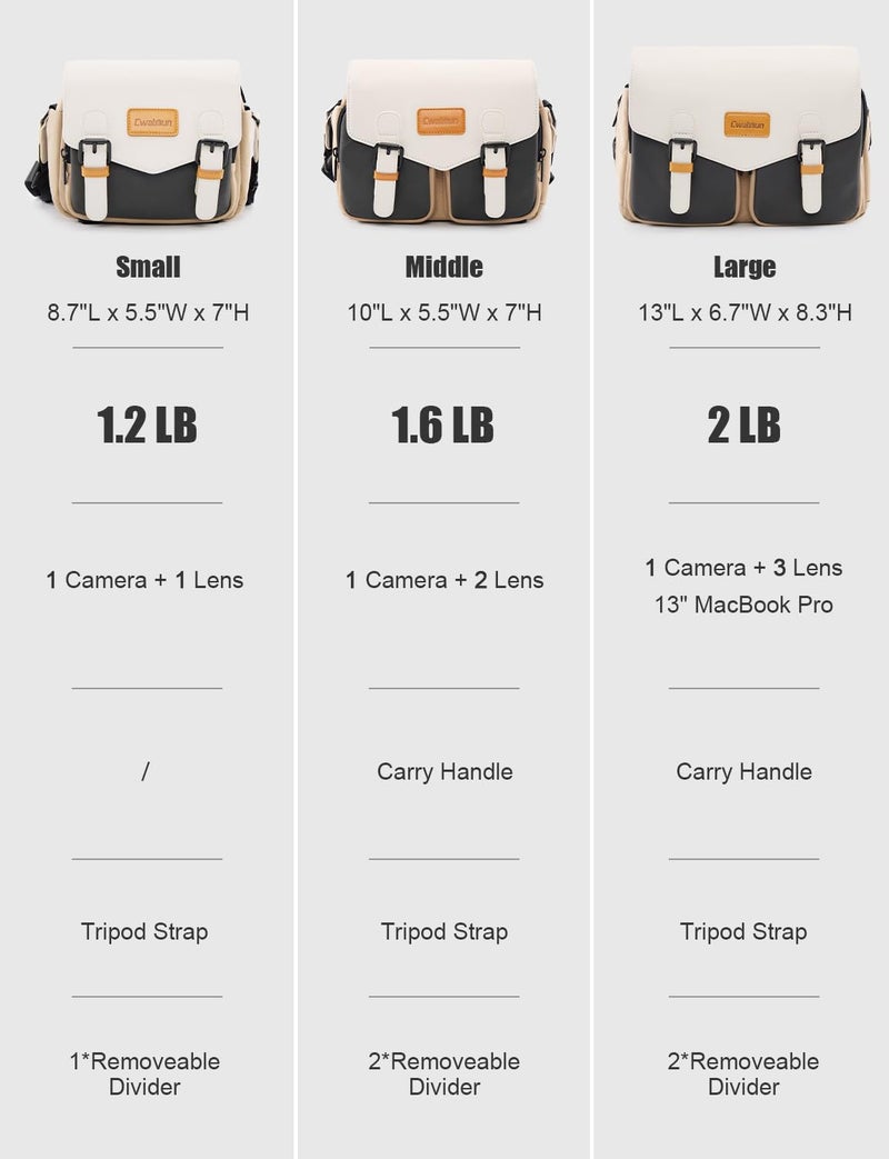 Cwatcun Camera Shoulder Bag Compact Camera Case, Small Waterproof Camera Messenger Bag with Tripod Holder, Travel Photography Bag for Canon, Nikon, Sony, Fuji DSLR/SLR/Mirrorless Camera, Lens - Image 2