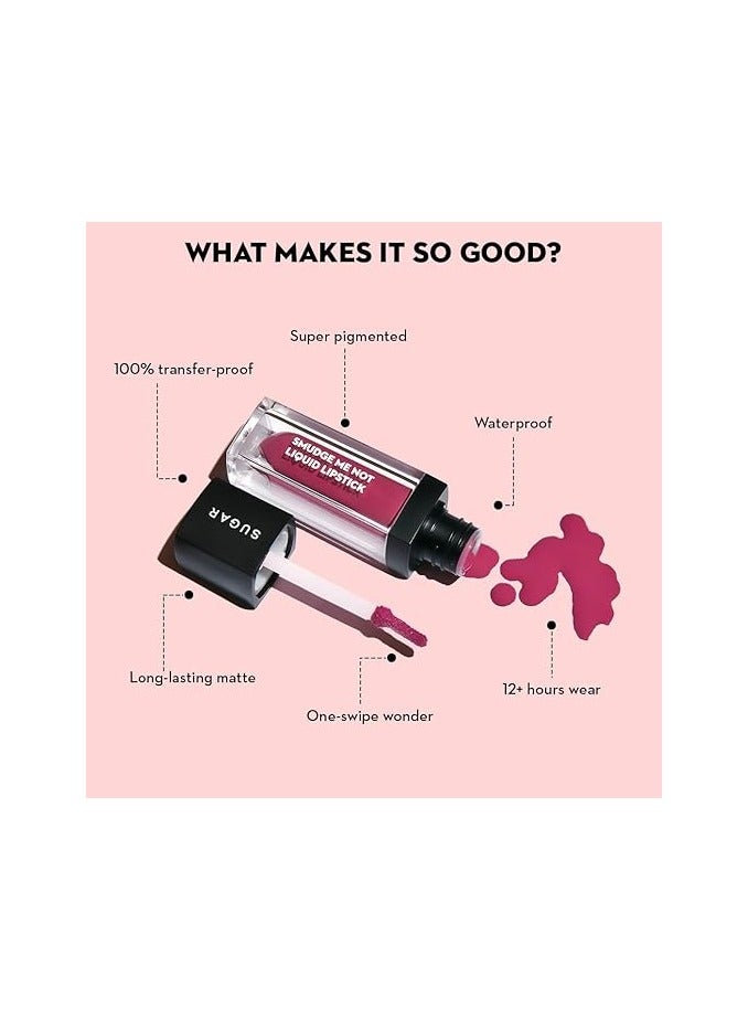 SUGAR Cosmetics Smudge Me Not Liquid Lipstick 02 Brink Of Pink (Plum Rose), 4.5 ml - Image 3