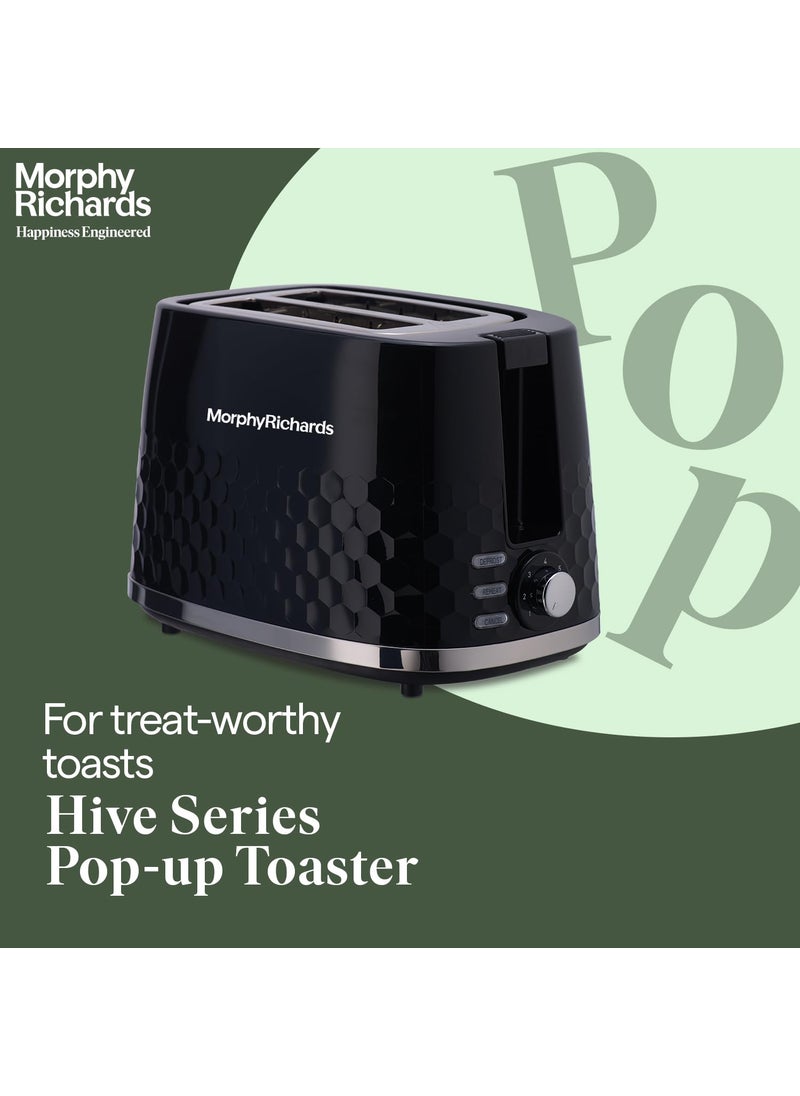 morphy richards Morphy Richards Hive Series Pop Up Toaster With 2 Slice Glossy Black 850 Watts  - Image 3