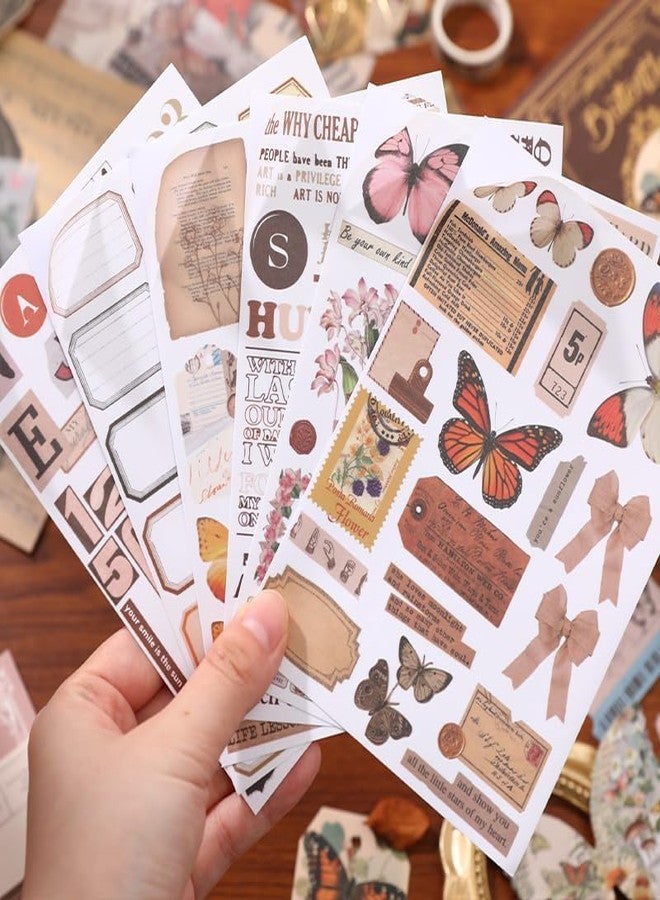 GKN Scrapebook Kit Scrapbooking Supplies Kit Vintage Butterfly Aesthetic Scrapbook Kit for Junk Journal Stationery Bullet A6 Grid Notebook DIY Scrapbook Birthday Gift (Brown Butterfly) - Image 5
