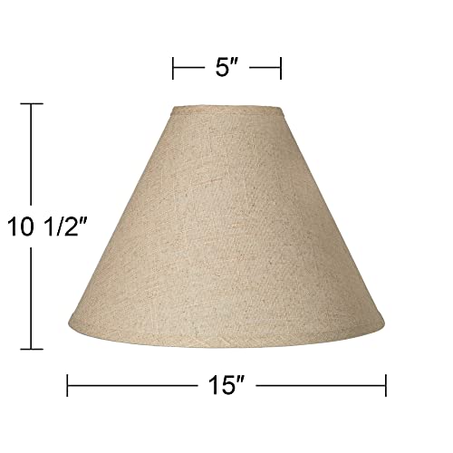 Springcrest Fine Burlap Large Empire Lamp Shade 5" Top x 15" Bottom x 11.5" High x 10.5" Slant (Spider) Replacement with Harp and Finial - Springcrest - Image 4